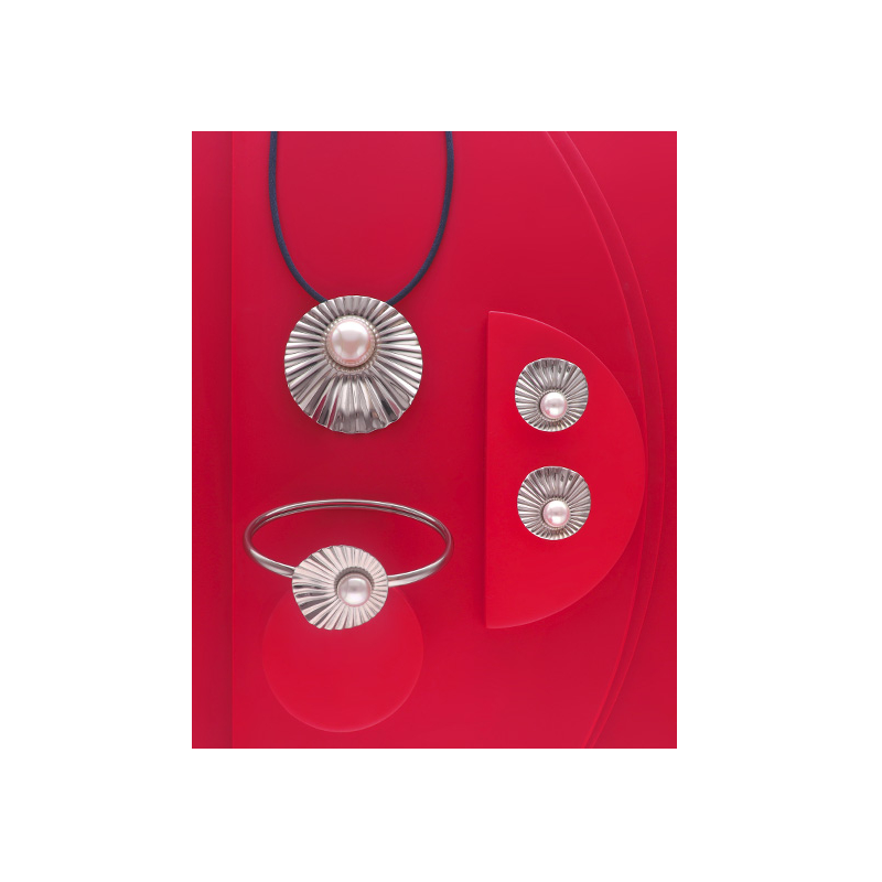 Pendientes Acero Perla Cierre Omega
