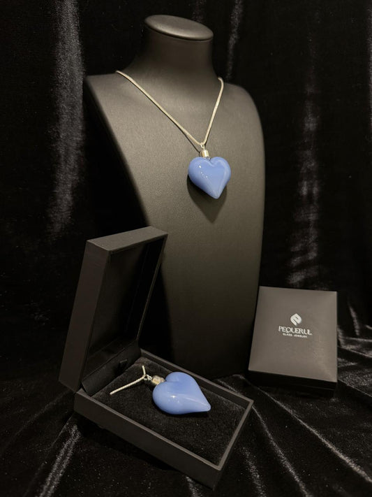 Colgante Corazón Azul de Cristal de Borosilicato
