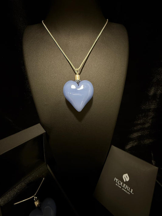 Colgante Corazón Azul de Cristal de Borosilicato
