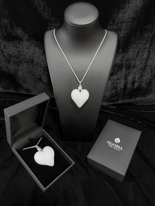 Colgante Corazón Blanco de Cristal de Borosilicato