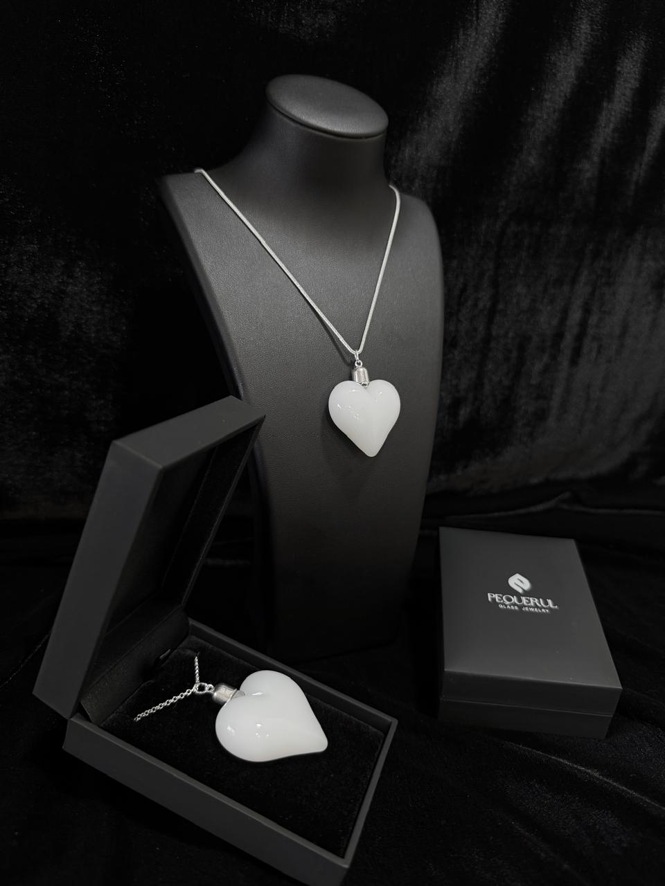 Colgante Corazón Blanco de Cristal de Borosilicato