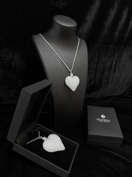 Colgante Corazón Blanco de Cristal de Borosilicato