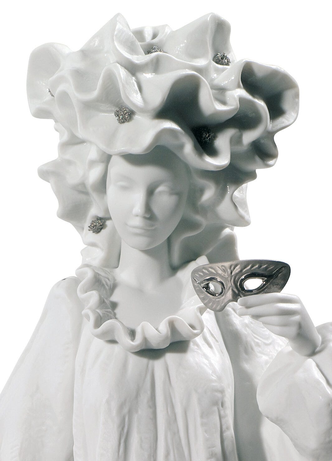 01007194 | Escultura joven pareja Carnaval veneciano. Lustre plata. Serie limitada