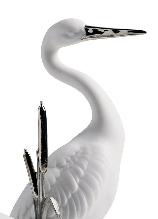 01007104 | Escultura Pareja de grullas airosas. Lustre plata