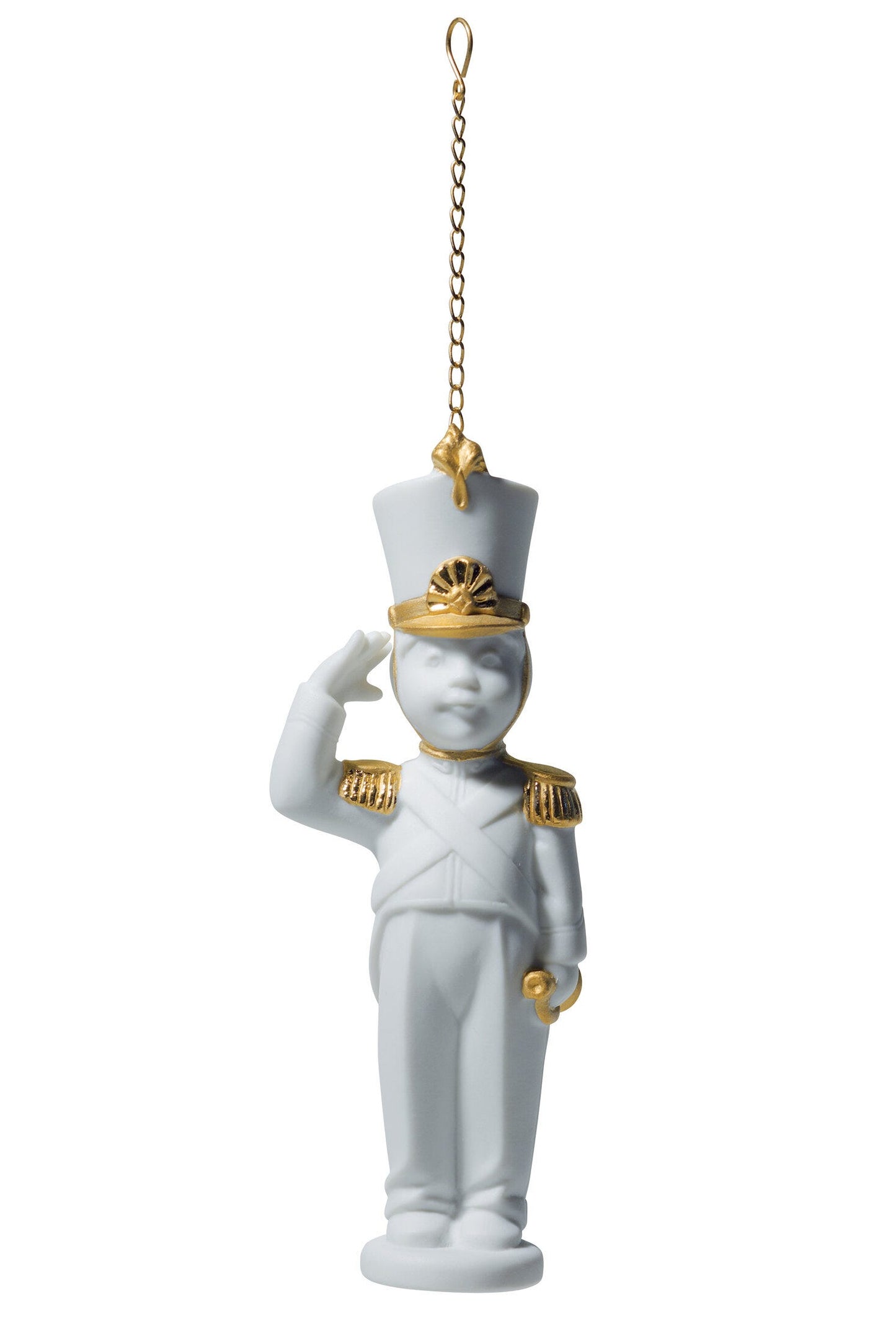 01018373 | Adorno de Navidad Soldadito saludando. Lustre oro