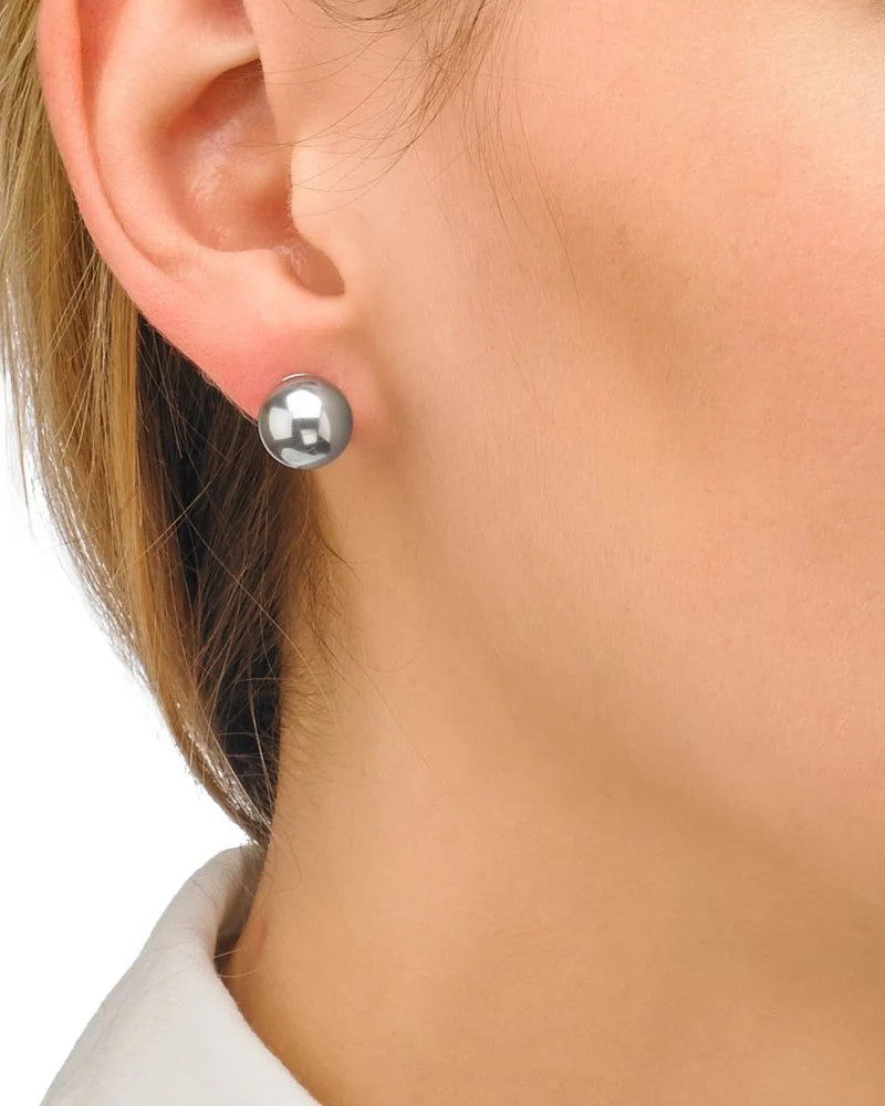 Pendientes Perla 10mm Gris Lyra