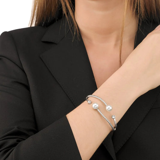 Pulsera de perla elegante en acero