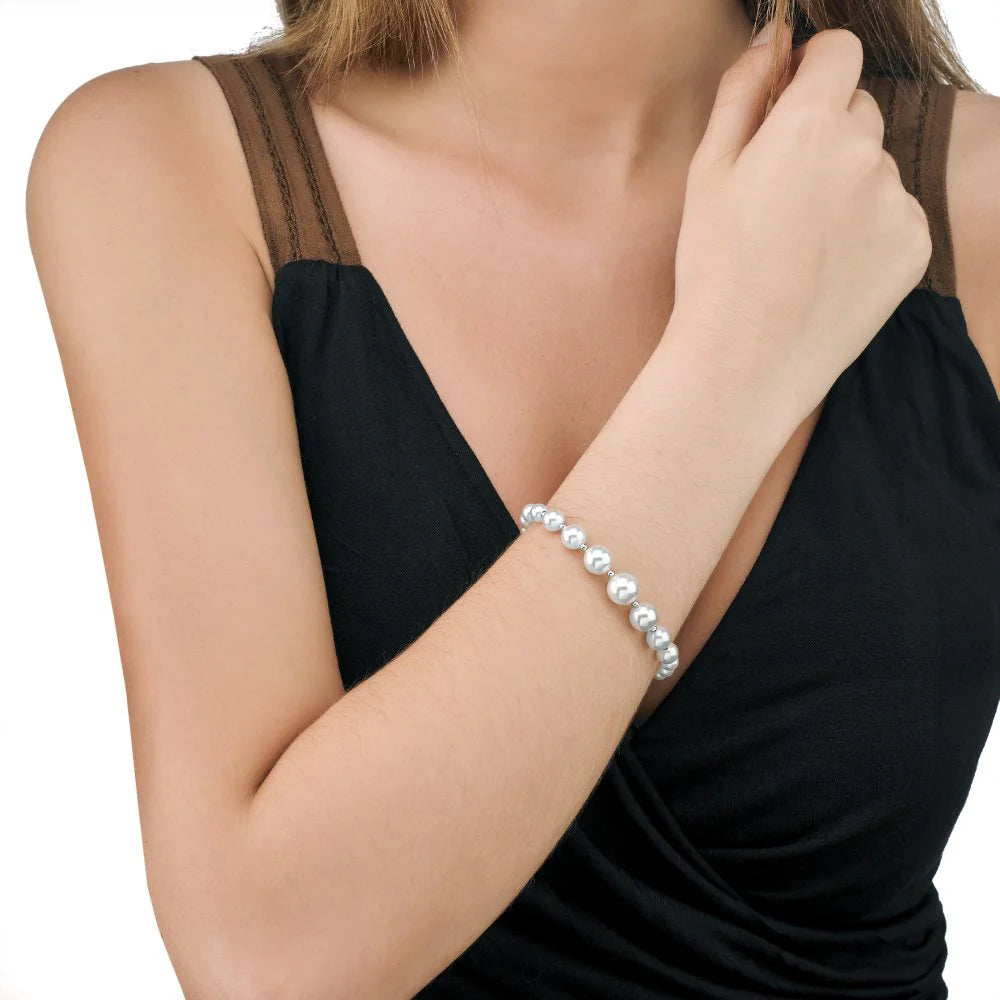 Pulsera de perla elegante en plata