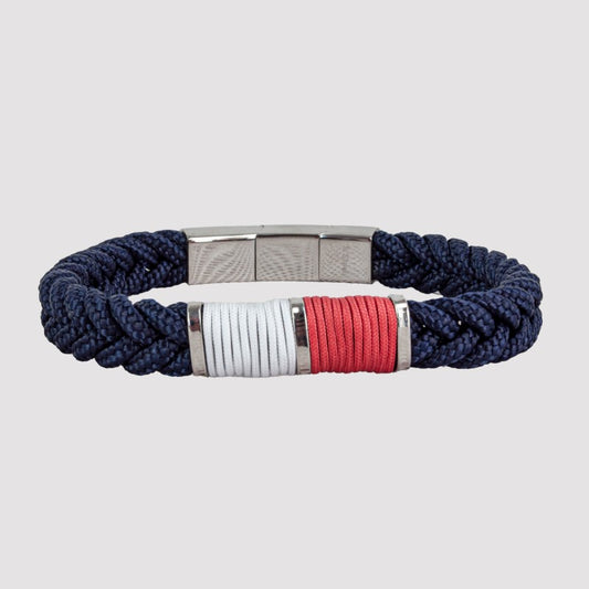 Pulsera "Heathrow" Nylon Tricolor Azul  | Olliver Abbott