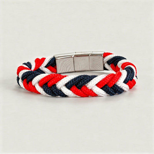 Pulsera "Heathrow" Nylon Tricolor trenzado  | Olliver Abbott