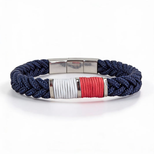 Pulsera "Heathrow" Nylon Tricolor Azul  | Olliver Abbott