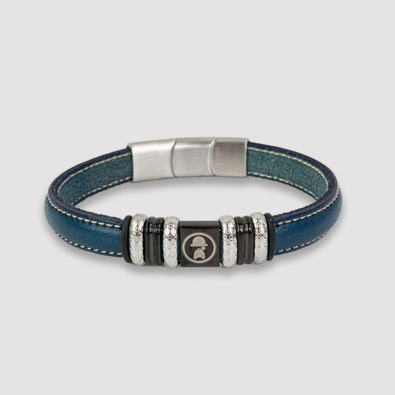 Pulsera "St. Johns" de piel vegana azul con detalle logo | Olliver Abbott