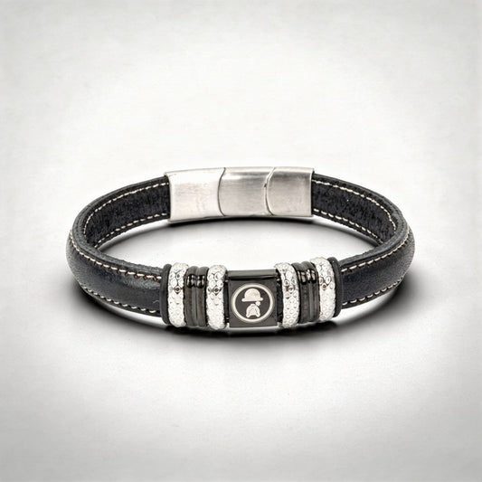 Pulsera "St. Johns" de piel vegana negra con detalle logo | Olliver Abbott