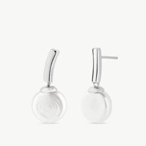 Pendientes Perla Plana 10mm Espiga en plata – Santacreu Store