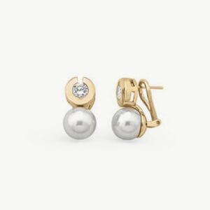 Pendientes Perla 10mm y Circonita Dorados Exquisite en plata – Santacreu Store