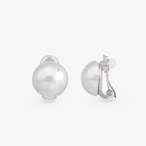Pendientes Media Perla 14mm Blanca Mabé en plata – Santacreu Store