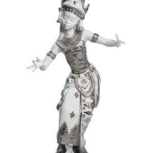 Figura mujer Balinesa erguida. Lustre plata – Santacreu Store