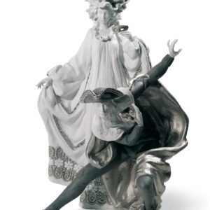 Escultura joven pareja Carnaval veneciano. Lustre plata. Serie limitada – Santacreu Store