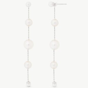 Pendientes Largos con Perlas Dangle en plata – Santacreu Store