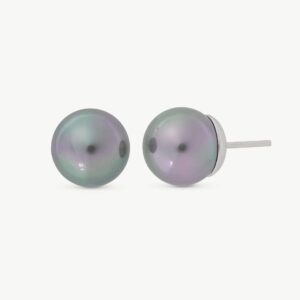 Pendientes Perla 10mm Gris Lyra – Santacreu Store