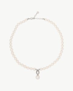 Collar de perla elegante en plata – Santacreu Store