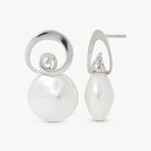 Pendientes Perla Oval 18mm Espiral en plata – Santacreu Store