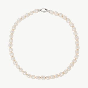 Collar de perla elegante en plata - 45 cm - 8 mm – Santacreu Store