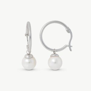 Pendientes Aro y Perla 8mm Chara en plata – Santacreu Store