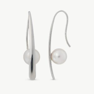 Pendientes Largos Perla Blanca Planet en plata – Santacreu Store