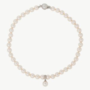 Collar de perla elegante en plata - 45 cm - 10 mm – Santacreu Store
