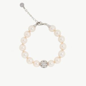 Pulsera Perlas 10mm y Circonitas Esfera en plata – Santacreu Store