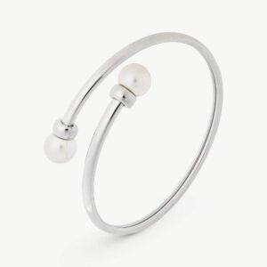 Brazalete Dos Perlas Galatea en plata – Santacreu Store