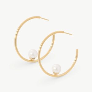 Pendiente Aro con Perla Dorados Alba en plata – Santacreu Store