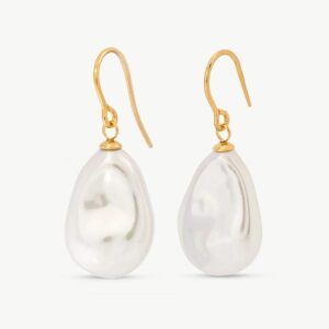 Pendientes Perla Salvaje 14x20mm Dorados Keila en plata – Santacreu Store