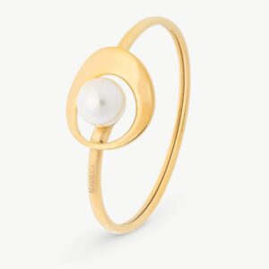 Brazalete Perla Dorada Petra en acero – Santacreu Store