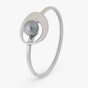 Brazalete Perla Gris Petra en acero – Santacreu Store