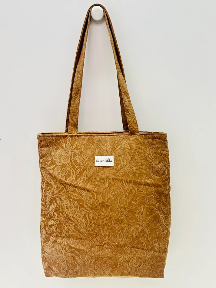Bolso pequeño de tela La Matilda tostado flor