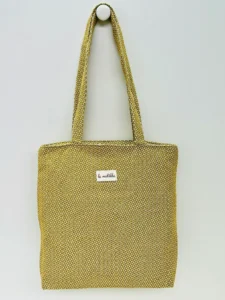 Bolso pequeño de tela La Matilda trama mostaza