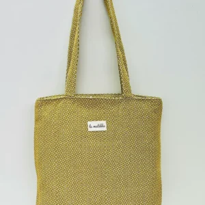 Bolso pequeño de tela La Matilda trama mostaza