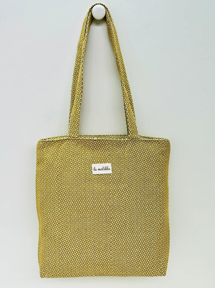 Bolso pequeño de tela La Matilda trama mostaza