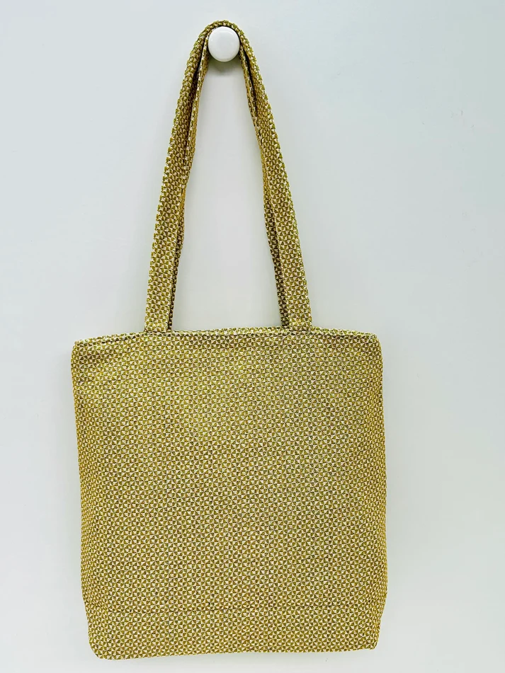 Bolso pequeño de tela La Matilda trama mostaza - Imagen 2