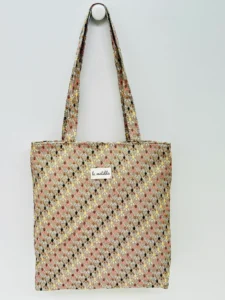 Bolso pequeño de tela La Matilda rombos beig