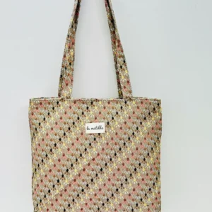 Bolso pequeño de tela La Matilda rombos beig