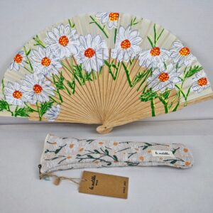 Abanico pintado a mano La Matilda con funda de tela – Santacreu Store