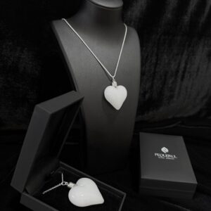 Colgante Corazón Blanco de Cristal de Borosilicato – Santacreu Store