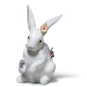 Figura Conejito sentado con flores – Santacreu Store