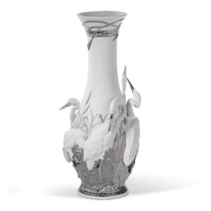 Jarrón garzas reales. Lustre plata – Santacreu Store