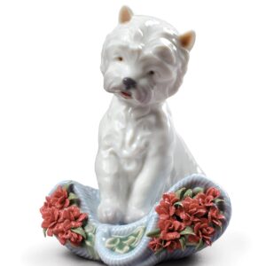 Figura perro Carácter juguetón con claveles – Santacreu Store