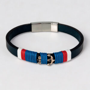 Pulsera "Heathrow" Ancla Nylon Tricolor Azul | Olliver Abbott – Santacreu Store